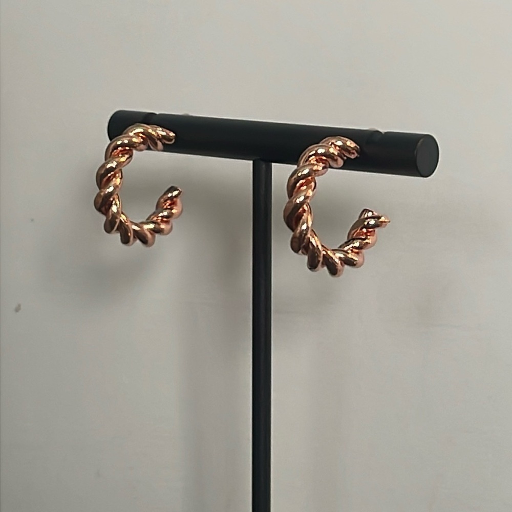 Rose Gold Twisted Rope Hoop Earrings